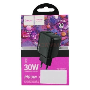 Сетевая зарядка USB/Type-C Hoco CS23A (30W/QC3.0/PD) черная