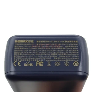 Внешний аккумулятор Remax RPP-522 30000 mAh (22.5W/QC3.0/PD/2USB/MicroUSB/Type-C/LCD) синий