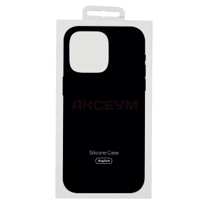 Чехол накладка для iPhone 15 Pro Max MagSafe Silicone с анимацией (черный)