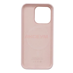 Чехол накладка для iPhone 15 Pro MagSafe Silicone с анимацией (светло-розовый)