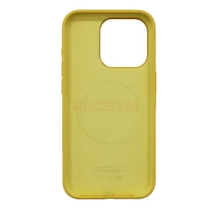 Чехол накладка для iPhone 15 Pro MagSafe Silicone с анимацией (желтый)