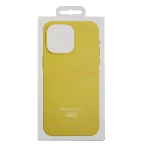 Чехол накладка для iPhone 15 Pro MagSafe Silicone с анимацией (желтый)