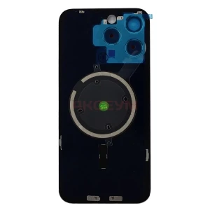 Задняя крышка для iPhone 15 Pro Max со стеклом камеры (серая) - Премиум