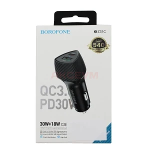 Автомобильное зарядное USB/Type-C Borofone BZ31C (30W/QC3.0/PD/1Type-C/1USB) черное