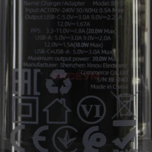 Сетевая зарядка USB/Type-C Borofone BN17 (20W/QC3.0/PD/прозрачная) черная