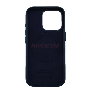 Чехол накладка для iPhone 16 Pro MagSafe SM002 экокожа (голубой)