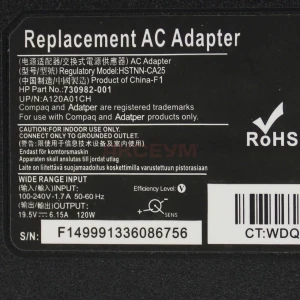 Блок питания для ноутбуков HP 19.5V/6.15A/120W (7.4х5.0 с иглой)