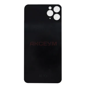 Задняя крышка для iPhone 11 Pro Max (стекло/широкий вырез под камеру/логотип) белая - Премиум