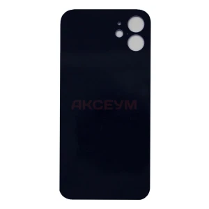 Задняя крышка для iPhone 12 (стекло/широкий вырез под камеру/логотип) фиолетовая - Премиум