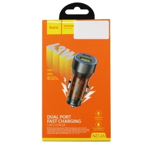Автомобильное зарядное USB/Type-C Hoco NZ12A (43W/QC3.0/PD/1Type-C/1USB) оранжевое