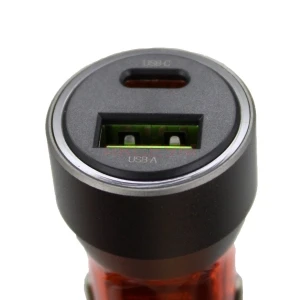 Автомобильное зарядное USB/Type-C Hoco NZ12A (43W/QC3.0/PD/1Type-C/1USB) оранжевое
