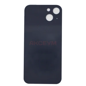 Задняя крышка для iPhone 13 (стекло/узкий вырез под камеру/логотип) синяя