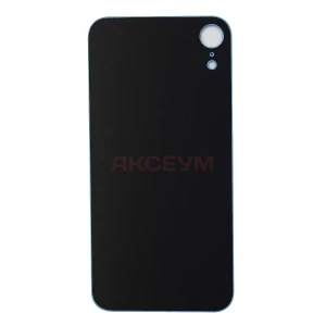 Задняя крышка для iPhone Xr (стекло/узкий вырез под камеру/логотип) голубая