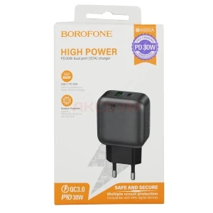 Сетевая зарядка USB/Type-C Borofone BAS55A (30W/QС3.0/PD) черная