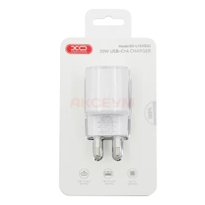 Сетевая зарядка USB/Type-C XO L151 (30W/QС3.0/PD) белая