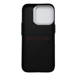 Чехол накладка для iPhone 16 Pro MagSafe Carbon SM028 (черный)