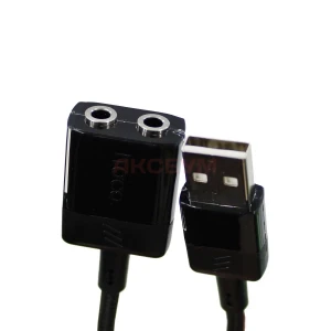 Переходник USB - 2 в 1 (3.5 мм Jack) Hoco LS37 (оплетка нейлон) черный