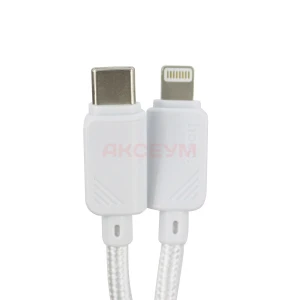 Кабель Type-C - Lightning Hoco X113 (3A/27W/PD/оплетка нейлон) белый
