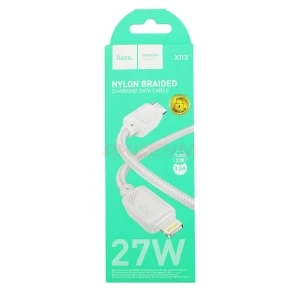Кабель Type-C - Lightning Hoco X113 (3A/27W/PD/оплетка нейлон) белый