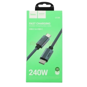 Кабель Type-C - Type-C Hoco U134 (5A/240W/PD/оплетка нейлон/2 м) темно-синий