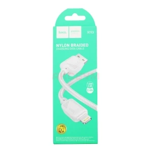 Кабель USB - Lightning Hoco X113 (2.4A/оплетка нейлон) белый