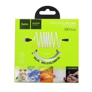 Кабель USB - Lightning Hoco X21 Plus (2.4A/силикон/термостойкий) белый