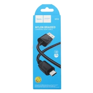 Кабель USB - MicroUSB Hoco X113 (2.4A/оплетка нейлон) черный