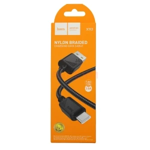 Кабель USB - Type-C Hoco X113 (3А/оплетка нейлон) черный