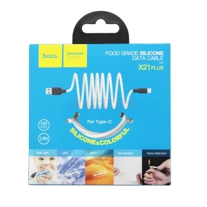 Кабель USB - Type-C Hoco X21 Plus (3A/силикон/термостойкий) белый