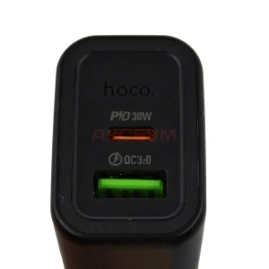 Сетевая зарядка USB/Type-C Hoco N63 (30W/QC3.0/PD/GaN) черная
