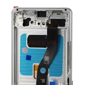 Дисплей с рамкой для Samsung Galaxy S21 Ultra (G998B) с тачскрином (большой экран/серебро) - OLED