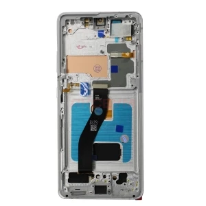 Дисплей с рамкой для Samsung Galaxy S21 Ultra (G998B) с тачскрином (большой экран/серебро) - OLED