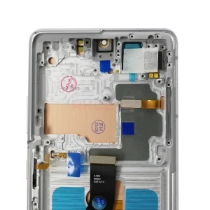Дисплей с рамкой для Samsung Galaxy S21 Ultra (G998B) с тачскрином (большой экран/серебро) - OLED
