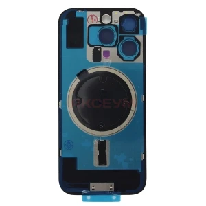 Задняя крышка для iPhone 16 Pro со стеклом камеры (стекло/MagSafe/логотип) бежевая - Премиум