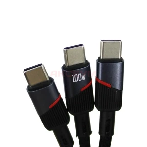 Кабель Type-C - 2 в 1 (Type-C + Type-C) Hoco U139 (5A/100W/PD/оплетка ткань/1.2 м) черный