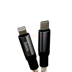 Кабель Type-C - Lightning Hoco U112 (3A/20W/PD/прозрачный/светодиодный) серый