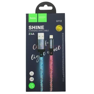 Кабель Type-C - Lightning Hoco U112 (3A/20W/PD/прозрачный/светодиодный) серый