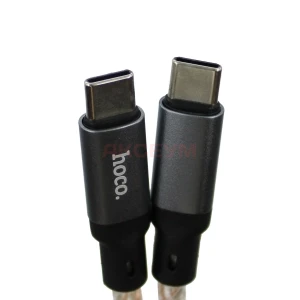 Кабель Type-C - Type-C Hoco U112 (3A/60W/PD/прозрачный/светодиодный) серый