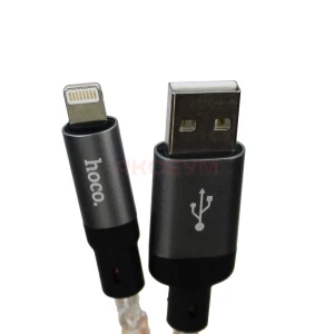 Кабель USB - Lightning Hoco U112 (2.4А/прозрачный светящийся) серый