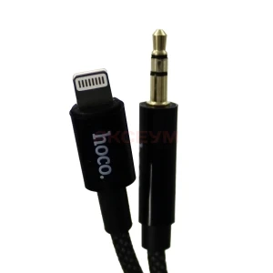 Кабель AUX 3.5 мм Jack - Lightning Hoco UPA-19 (оплетка нейлон) черный