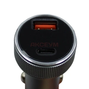 Автомобильное зарядное USB/Type-C YU54W (54W/QC3.0/PD/SuperVOOC/FlashCharge/1Type-C/1USB) серое