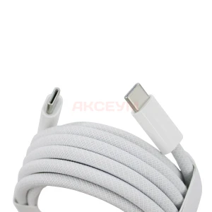 Кабель Type-C - Type-C для iPhone 15-17 Pro Max/17 Air/Mac (240W/PD/оплетка нейлон/2 м) белый - Оригинал