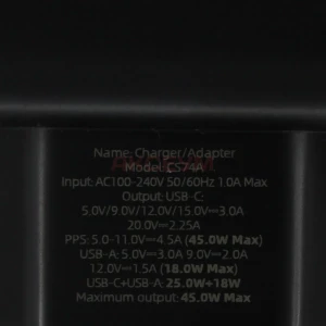 Сетевая зарядка USB/Type-C Hoco CS74A (45W/QC3.0/PD/2 порта/кабель Type-C-Type-C) черная