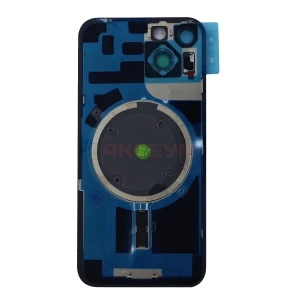 Задняя крышка для iPhone 14 (A2883) со стеклом камеры (стекло/MagSafe/логотип) синяя - Премиум