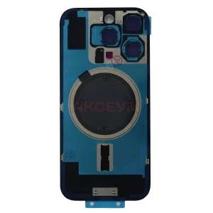 Задняя крышка для iPhone 16 Pro со стеклом камеры (стекло/MagSafe/логотип) серая - Премиум