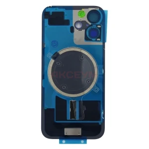 Задняя крышка для iPhone 16 (A3287) со стеклом камеры (стекло/MagSafe/логотип) голубая - Премиум