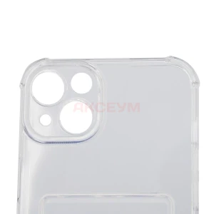 Чехол-накладка для iPhone 13 mini (с защитой камеры/карманом для карт/прозрачный)