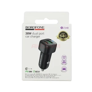 Автомобильное зарядное USB/Type-C Borofone BZ34B (38W/QC3.0/PD/1Type-C/1USB) черное