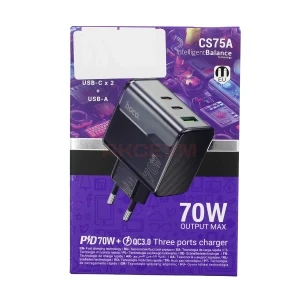Сетевая зарядка USB/Type-C Hoco CS75A (70W/QC3.0/PD/3 порта) черная