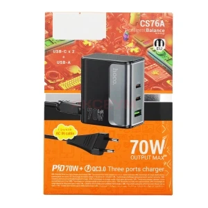 Сетевая зарядка USB/Type-C Hoco CS76A (70W/QC3.0/PD/3 порта) черная